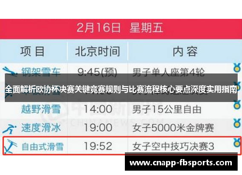 全面解析欧协杯决赛关键竞赛规则与比赛流程核心要点深度实用指南